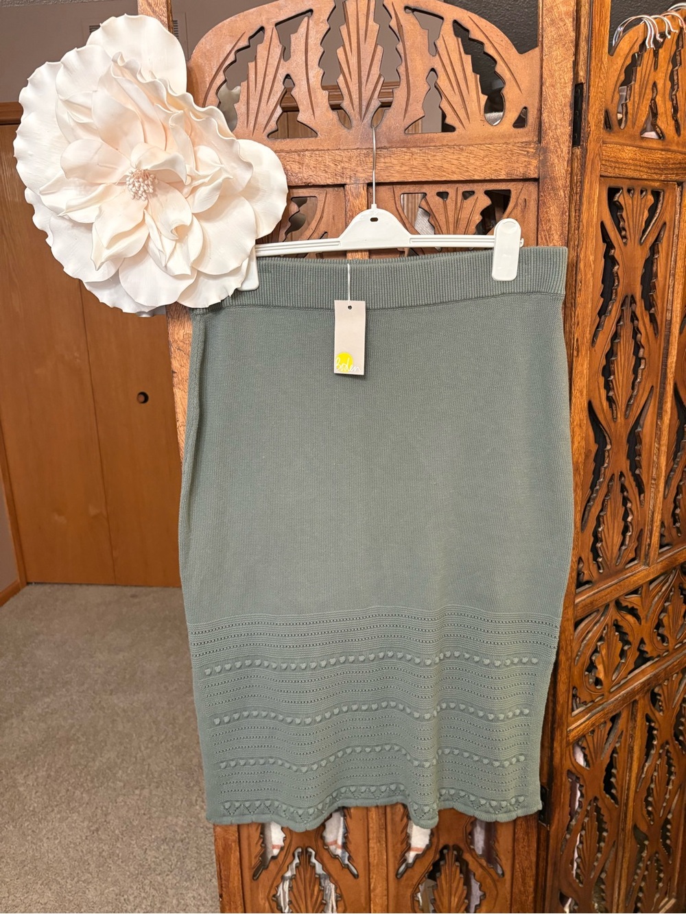 Boden Sage Green Knit Midi Pencil Skirt